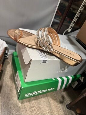 Dream Pairs Rose Gold Rhinestone Slide Mule